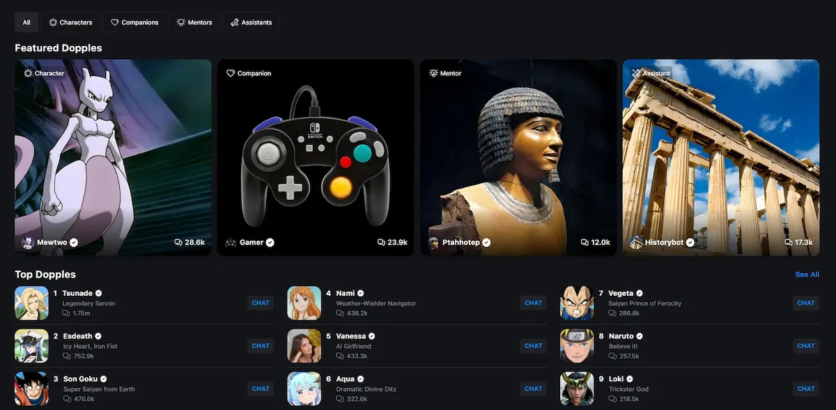 Dopple AI transforma conversas fictícias em realidade