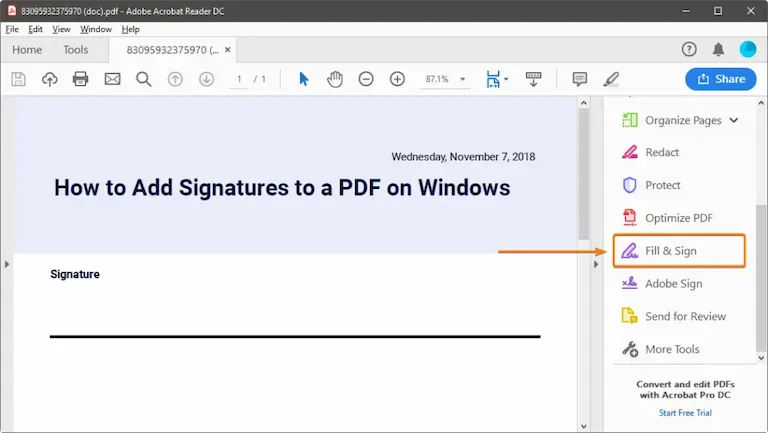 Como adicionar uma assinatura a um PDF