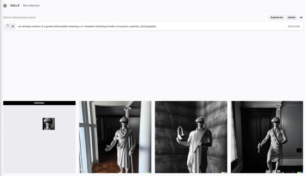 Com truques simples, as imagens podem ser editadas ainda mais. Aqui, por exemplo, você pode gerar uma estátua para combinar com a cabeça.
