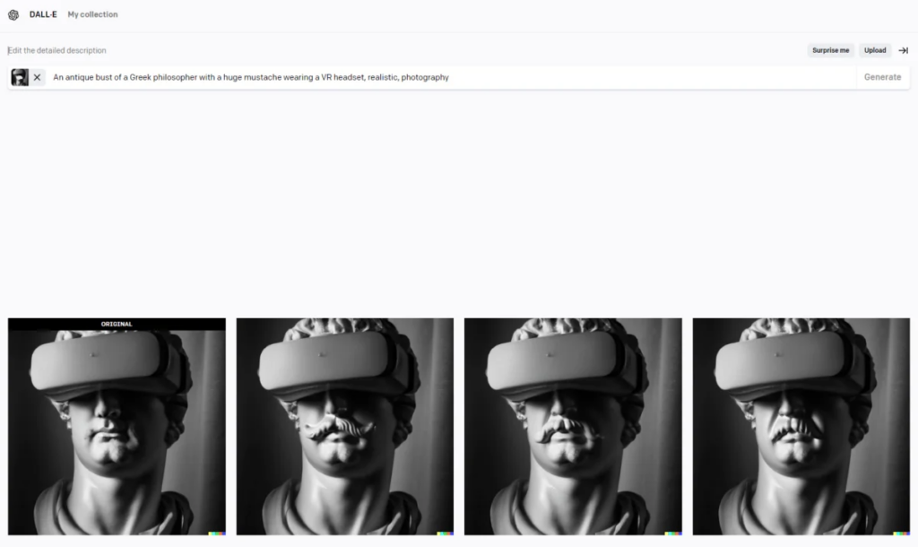 Um bigode para um filósofo grego? Sem problema para o DALL-E 2.