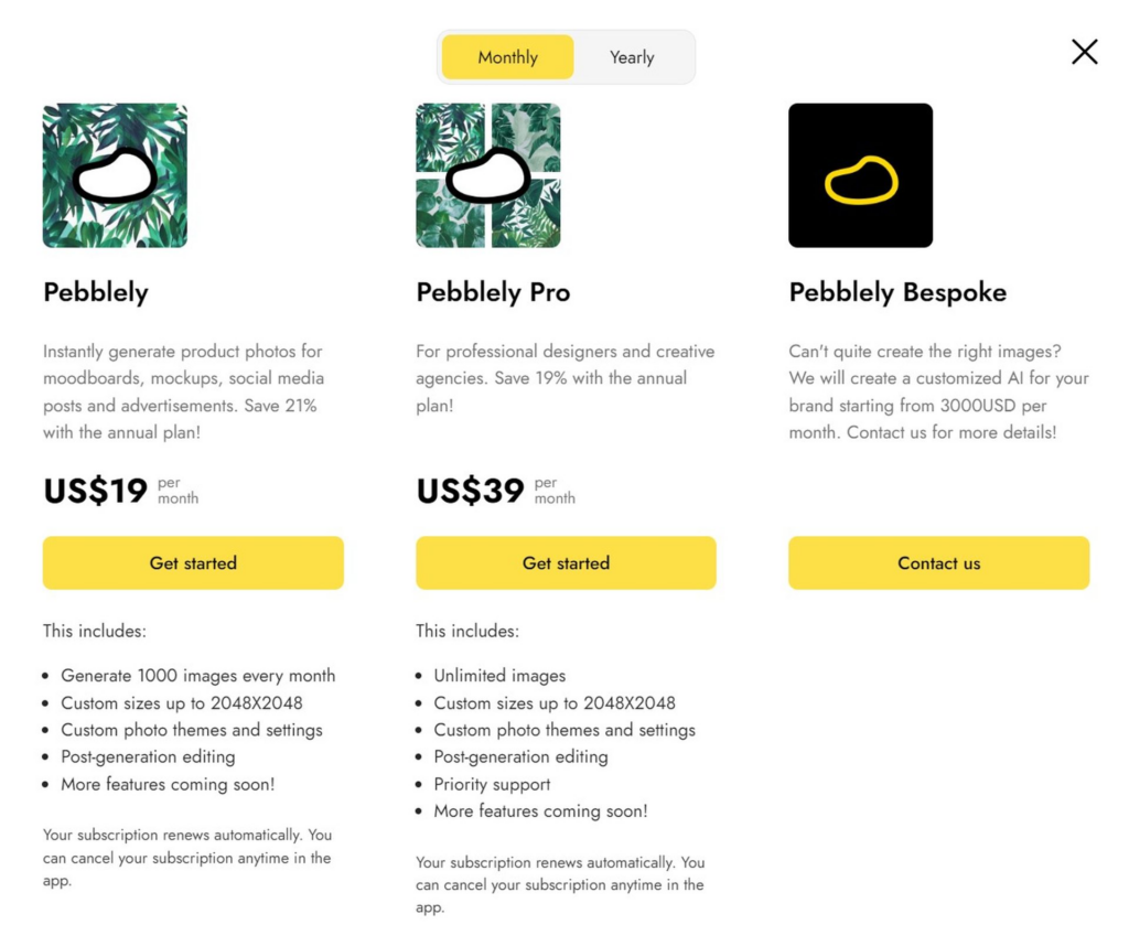 preço do Pebblely