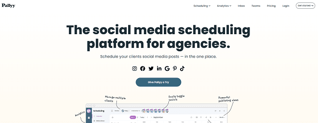 Capa do site Pallyy, uma das melhores ferramentas para agendar posts no TikTok