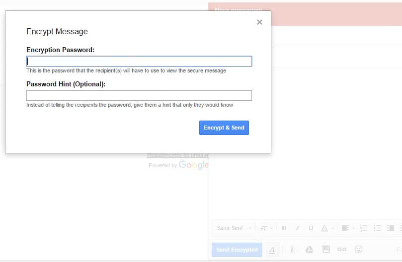Email encriptado no gmail