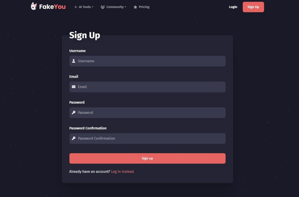 interface do fakeyou
