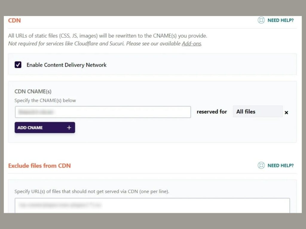 configurações de CDN