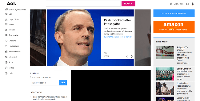 captura de tela do AOL
