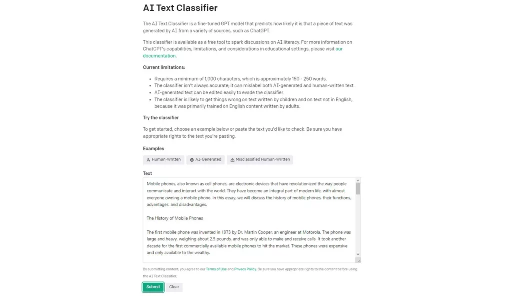 openai text classifier