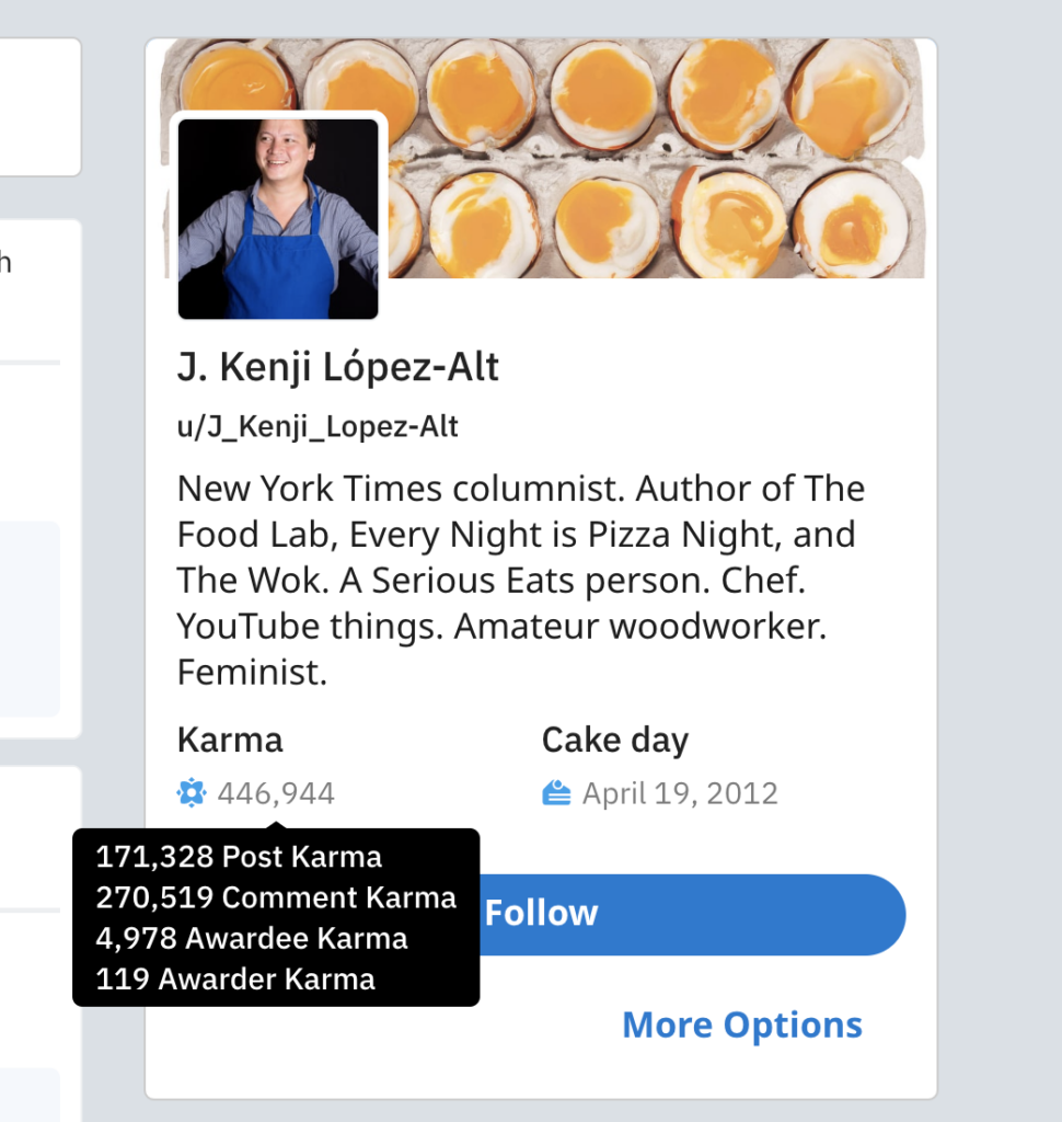 usuário Chef J. Kenji López-Alt no reddit