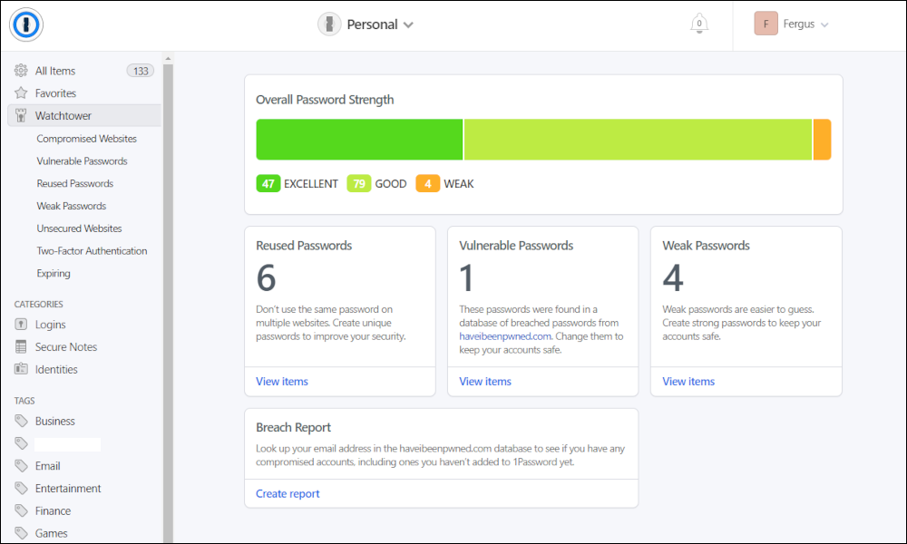 interface do 1password