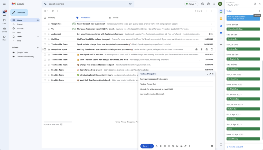 interface do gmail