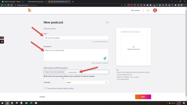 como criar um podcast no rss.com