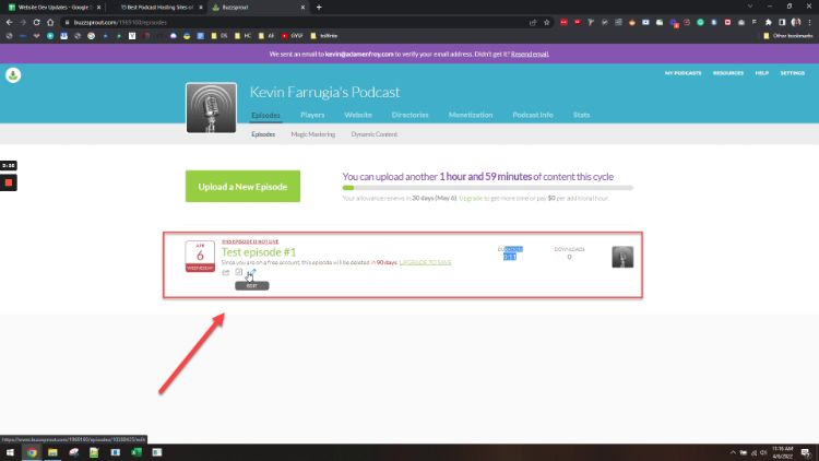 página de reprodução do podcast do buzzsprout