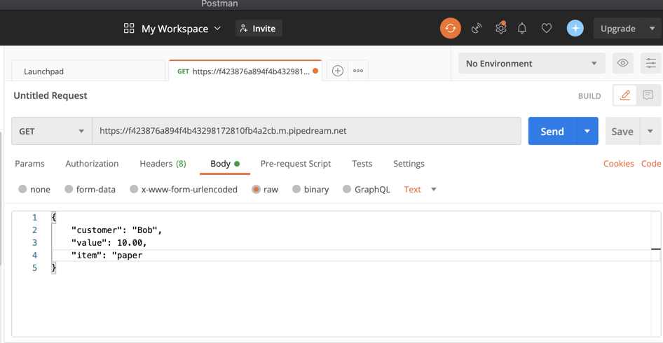 Teste webhooks com RequestBin e Postman