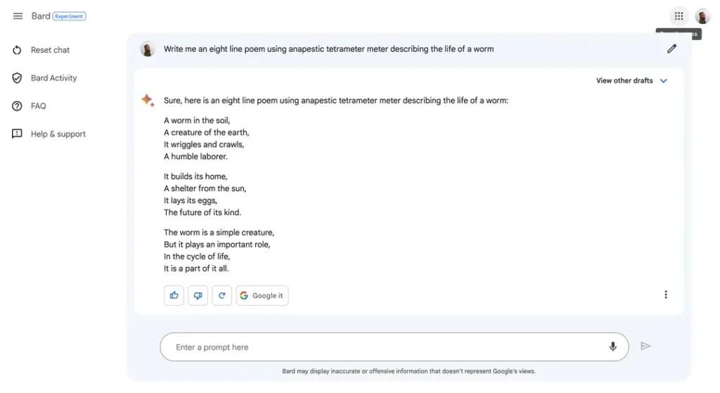 Poema sobre minhoca Bard