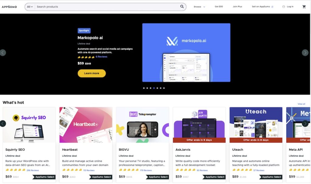 Capa do site AppSumo