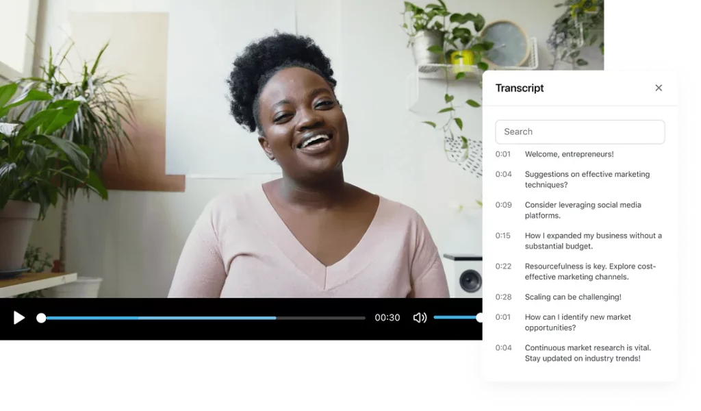 usando IA para criar transcrições do conteúdo