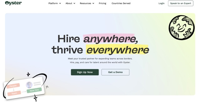 Oyster HR – Software de emprego global especializado em folha de pagamento para oferecer conformidade e proteção em 180+ países