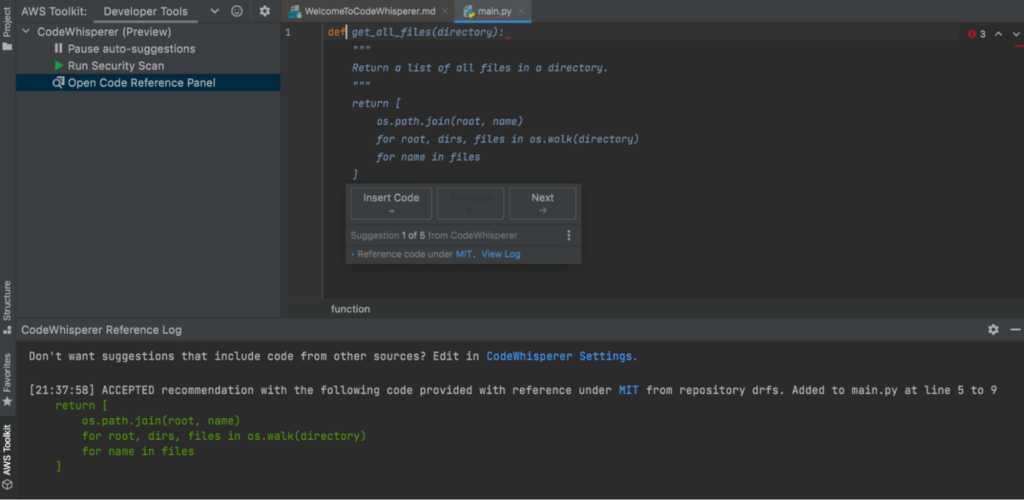 como funciona o amazon codewhisperer