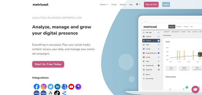 capa do site Metricool, uma ferramenta de agendamento para tiktok