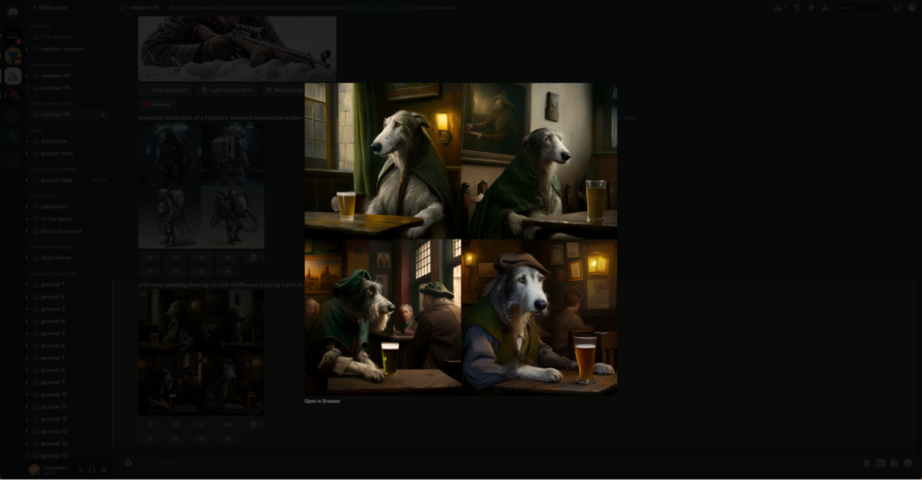as 4 opções dadas pelo midjourney