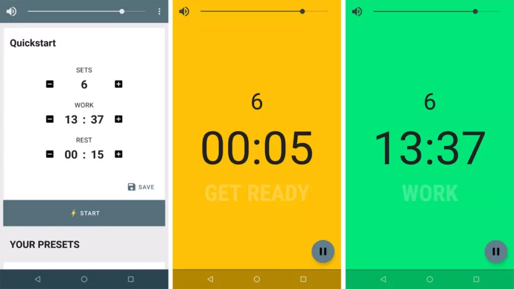 screenshots do Interval Timer