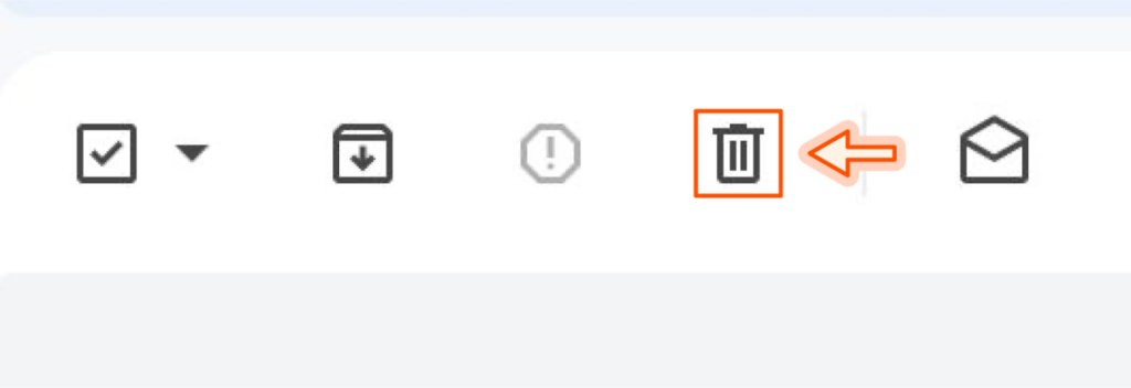 interface do gmail para excluir um email