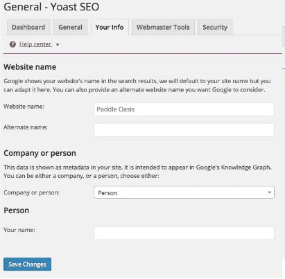 configurações pessoais no yoast seo