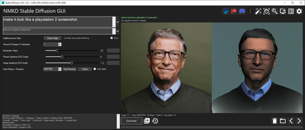 NMKD GUI gerando bill gates