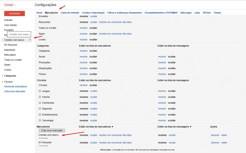 Como usar marcadores no Gmail 2