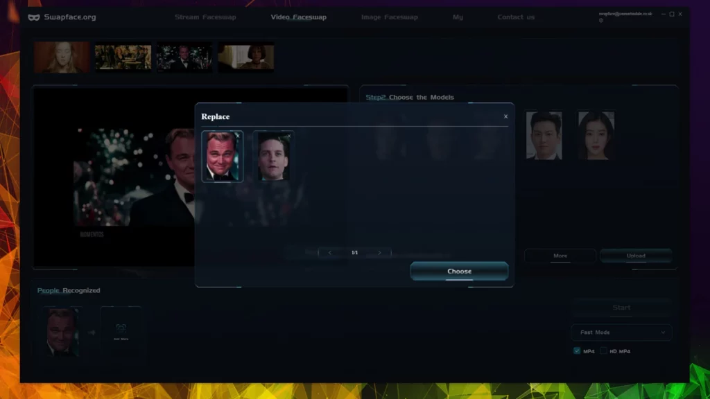 escolher a cara para trocar no swapface e criar o deepfake