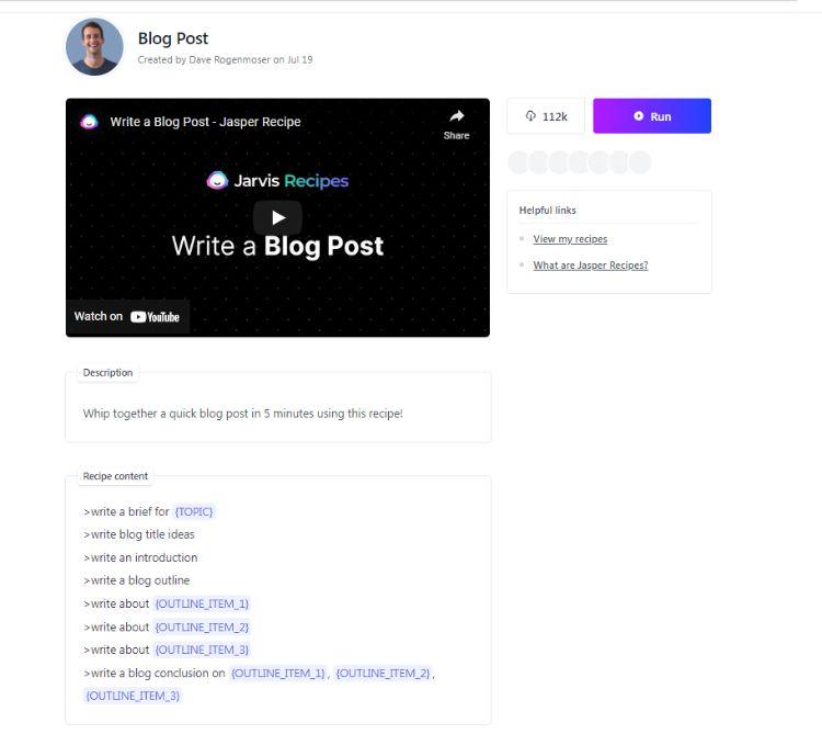 como criar um post de blog no jasper ai
