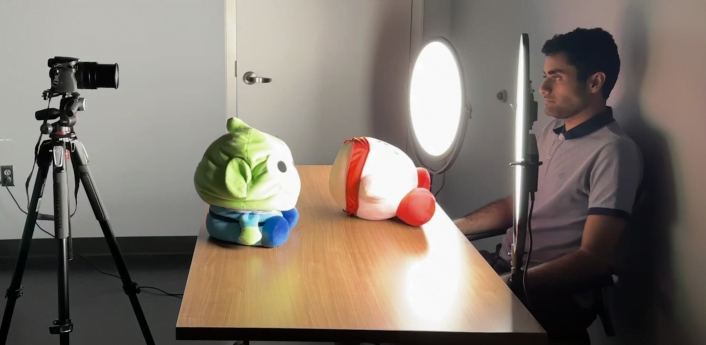A configuração fotográfica em condições de laboratório.