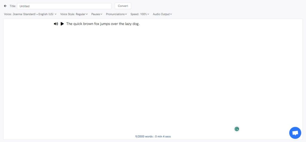 Painel do Listnr, um gerador de voz com inteligência artificial