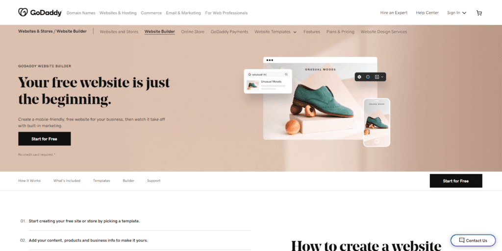 Capa do site Godaddy