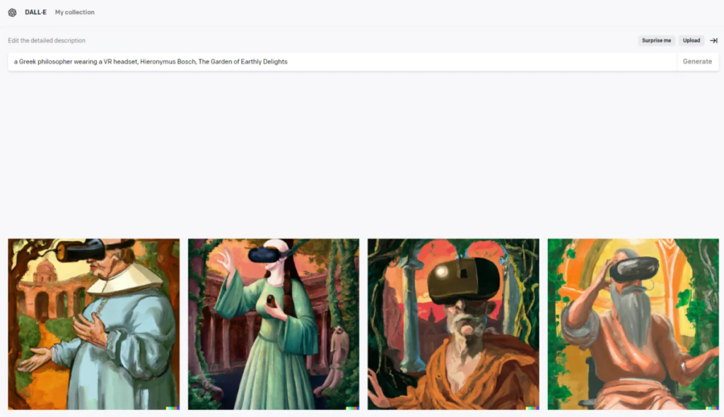 O DALL-E 2 também pode imitar o estilo de artistas individuais ou pinturas específicas.
