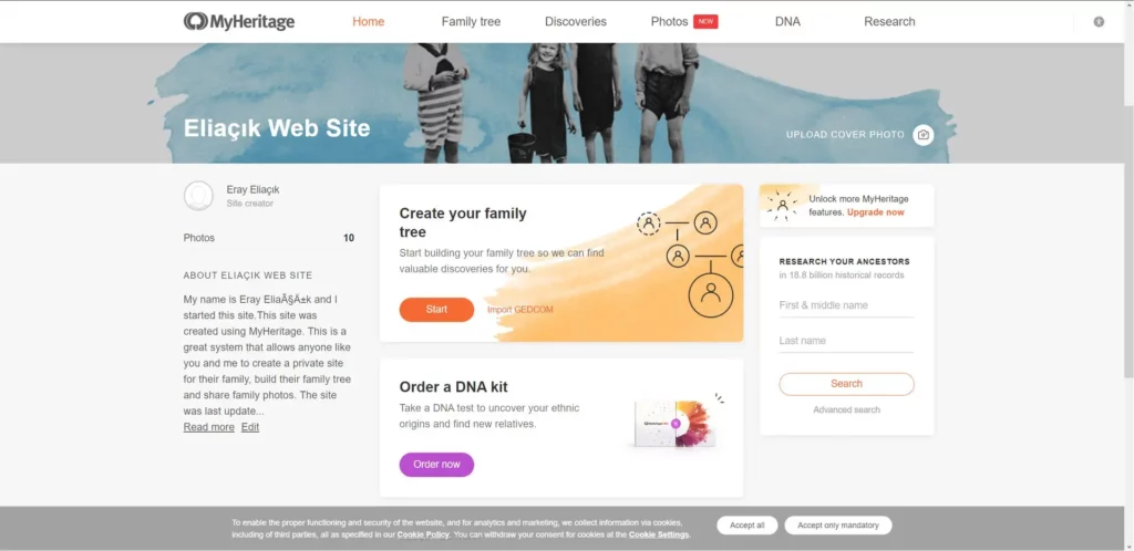 painel do myheritage ai