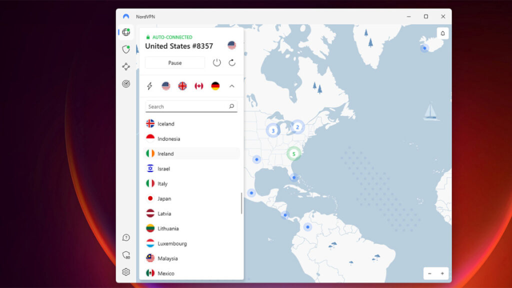 localização dos servidores do NordVPN