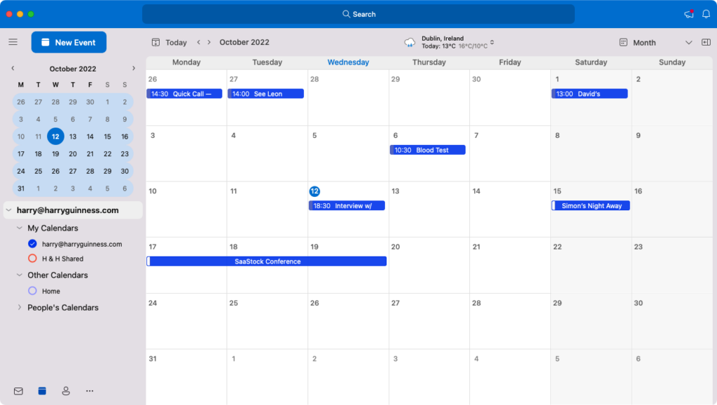 outlook sendo um dos melhores apps de calendário