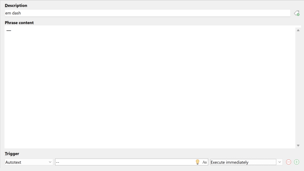 Criar o símbolo de traço longo usando o software de substituição automática