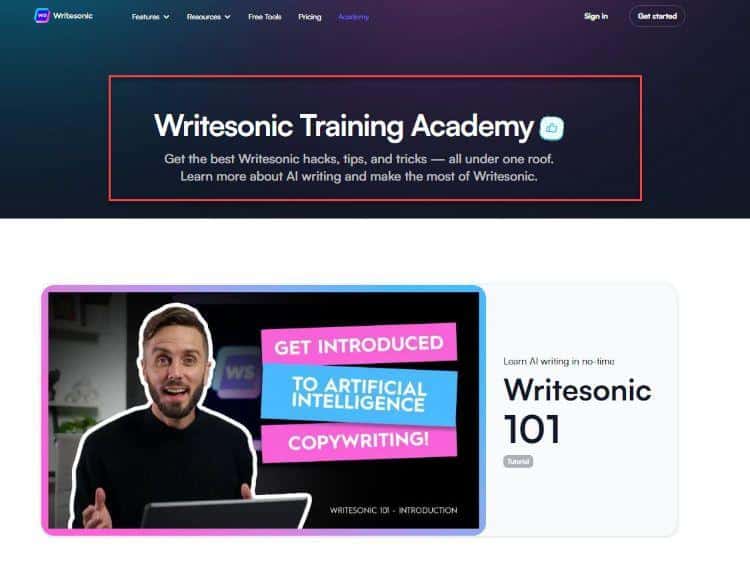 treinamento para usar o writesonic