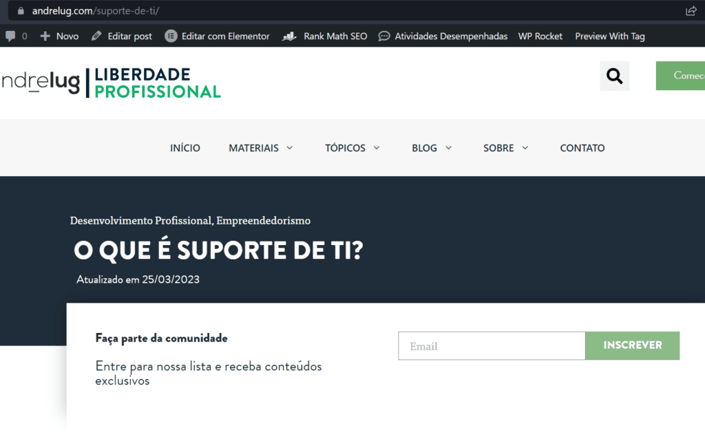 exemplo da palavra-chave no título do post