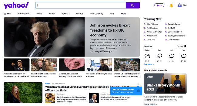 alternativa para o google, Yahoo!
