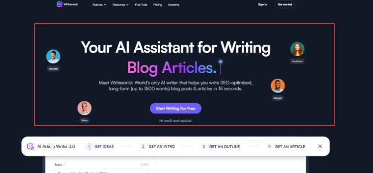 capa do site do writesonic
