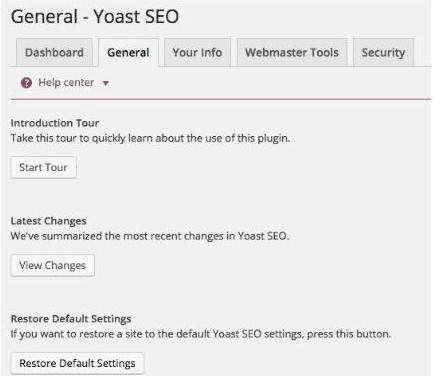 configurações gerais do yoast seo