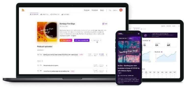 como o app rss.com funciona em cada tela
